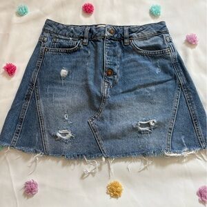 We The Free Distressed Blue Jean Skirt